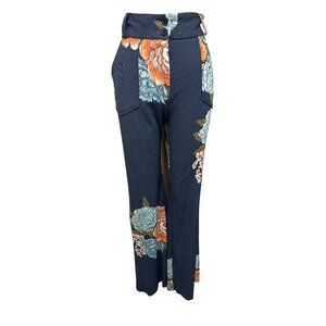 LuLaRoe Womens Floral Print High-Waisted Pants S Rayon/Nylon Blend Vibrant Color